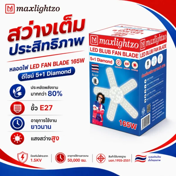 หลอดใบพัด MAXLIGHTZO 5+1 Diamond แสงขาว - Image 2