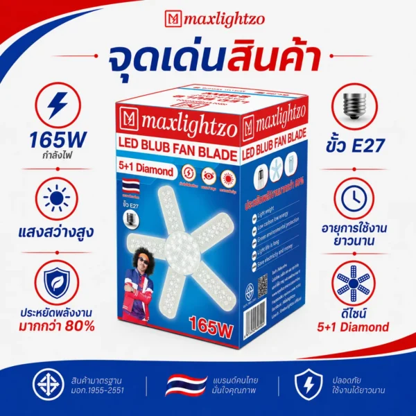 หลอดใบพัด MAXLIGHTZO 5+1 Diamond แสงขาว - Image 3