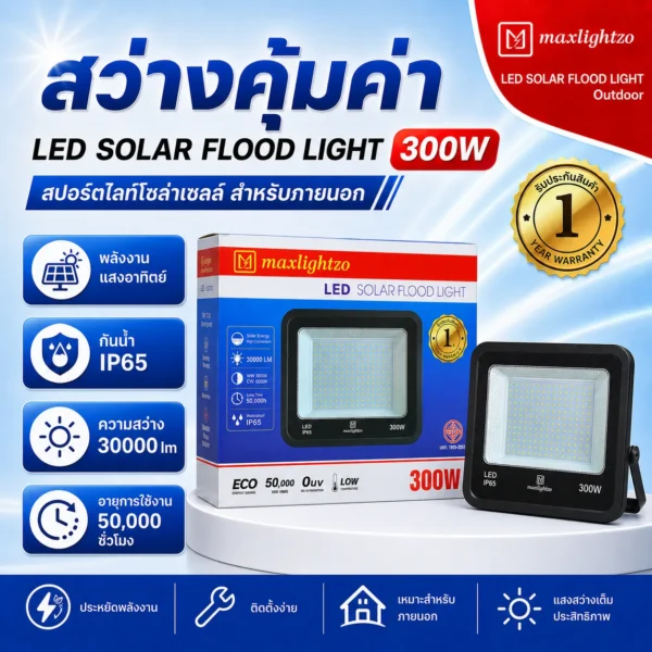 สปอร์ตไลท์โซล่าเซลล์ 300W - Image 2