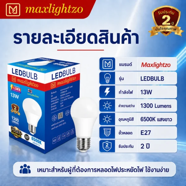 หลอด BLUB LED ขนาด 13W แสงขาว - Image 4