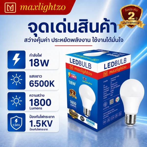 หลอด BLUB LED ขนาด 18W แสงขาว - Image 4