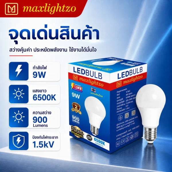 หลอด BLUB LED ขนาด 9W แสงขาว - Image 2