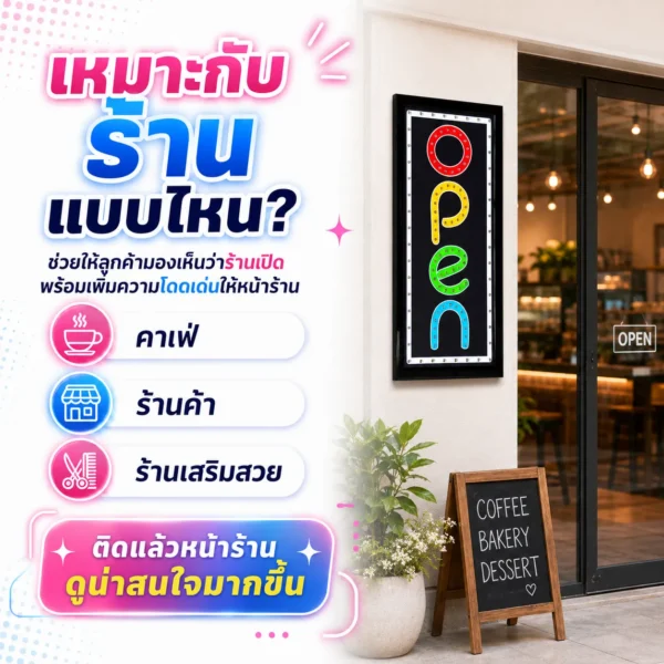 ป้ายไฟ LED ตัวอักษร OPEN MZ-009 - Image 4