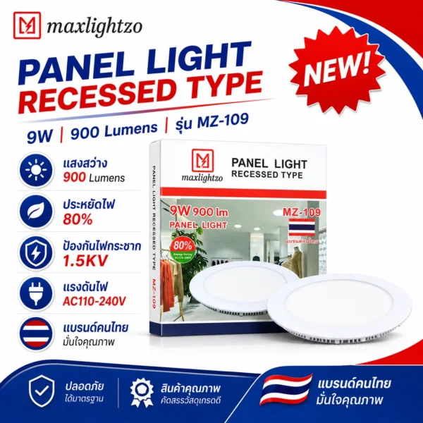 Panel Light Recessed Type 9W