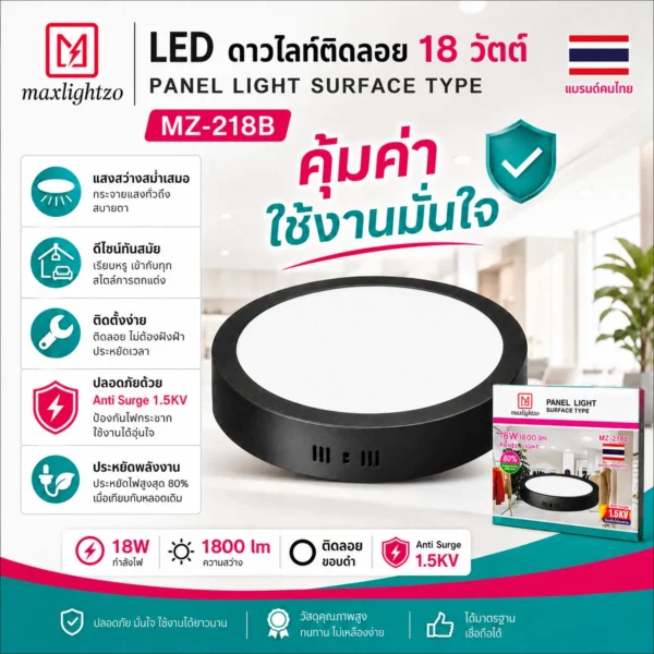 LED ดาวไลท์ติดลอย MZ-218B 18W - Image 4