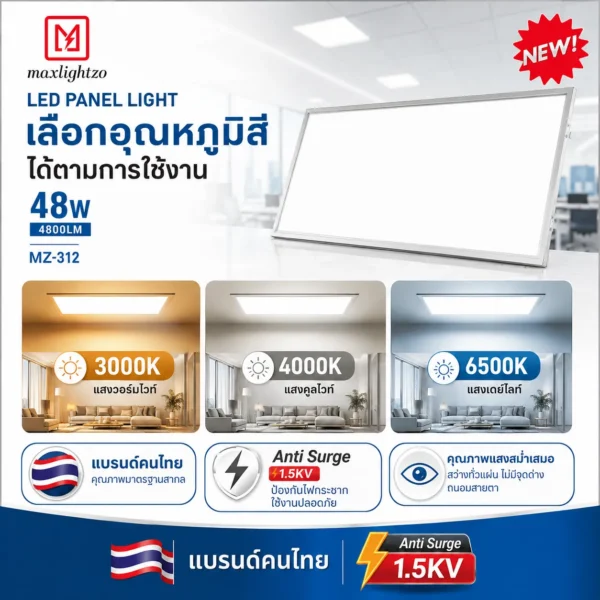 โคมไฟพาแนลฝังฝ้า MZ-312 48W - Image 2