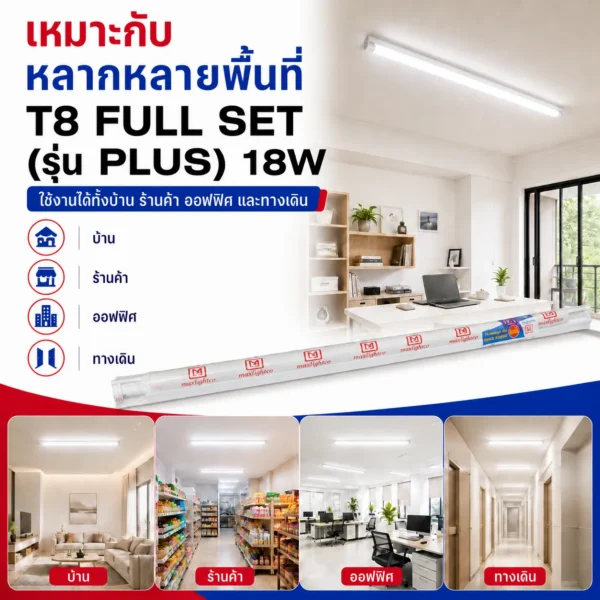 นีออนT8 FULL SET รุ่น PLUS+ 18W แสงขาว - Image 2