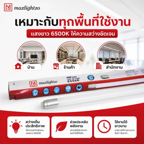 นีออนT8 รุ่น PLUS+ 40W แสงขาว - Image 3