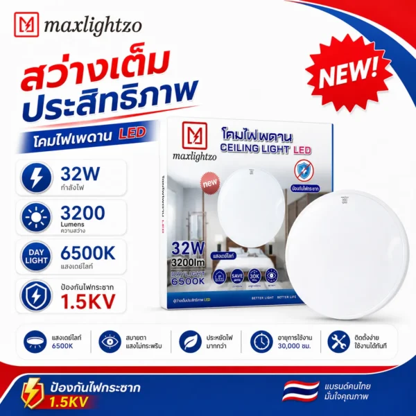 โคมไฟเพดาน LED 32W