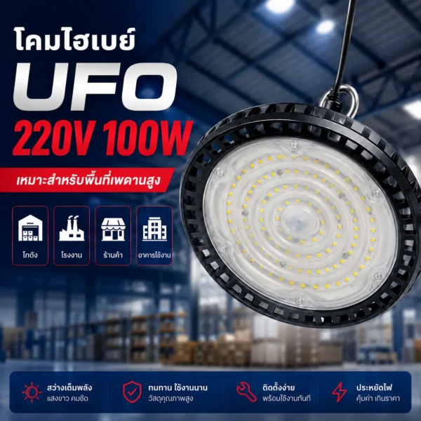 โคมไฮเบย์ UFO 220V 100W - Image 3