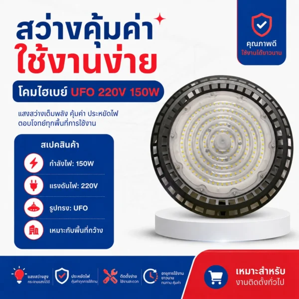 โคมไฮเบย์ UFO 220V 150W - Image 4